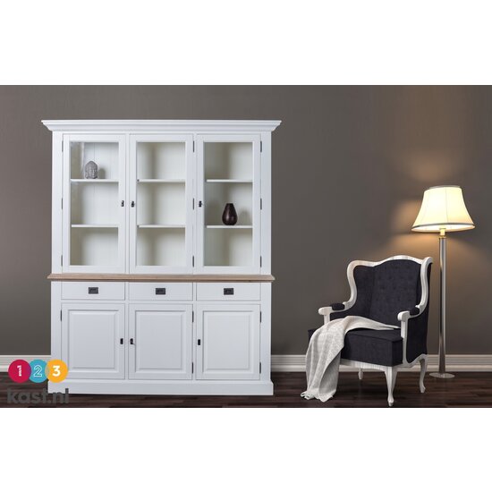 123schrank Buffetschrank Sara 01 - 180x46x206H cm - Eiche Zwischenboden - 3 Schranktüren mit Scharnieren - 3 Schubladen mit Soft Close - 3 geschlossene Scharniertüren