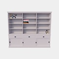123schrank Bücherregal New York - 300x40x230H cm - elegantes Bücherregal - 3 Soft-Close-Schubladen - 3 Schiebetüren - verstellbare Einlegeböden