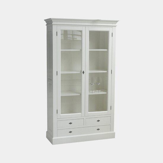 123schrank Vitrine Juan les Pins - 110x43x190H cm - 2 Flügeltüren - 3 Soft-Close-Schubladen