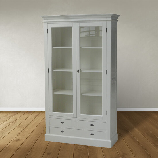 123schrank Vitrine Juan les Pins - 110x43x190H cm - 2 Flügeltüren - 3 Soft-Close-Schubladen