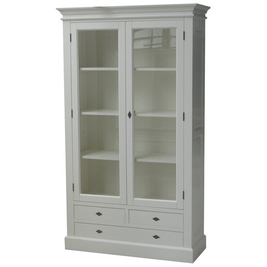 123schrank Vitrine Juan les Pins - 110x43x190H cm - 2 Flügeltüren - 3 Soft-Close-Schubladen