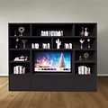 123schrank Kleiderschrank Milan - 300x40x240H cm - Cinewall - 1 TV-Paneel - schlankes Design - 4 push-to-open Türen - offenes TV-Fach