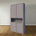 123schrank Regal Manhattan 08 - 120x40x240H cm - schlankes Design - 4 grifflose Türen - offener Fachbereich