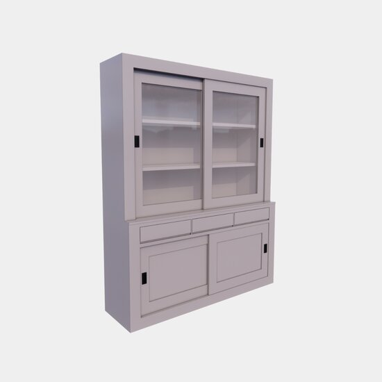 123schrank Buffetschrank Lyon - 180x40/50x225H cm - schlankes Design - 4 Schiebetüren - 3 grifflose Schubladen