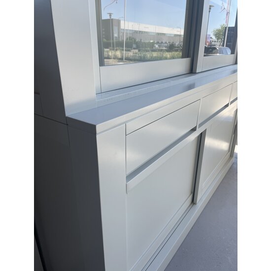 123schrank Buffetschrank Lyon - 180x40/50x225H cm - schlankes Design - 4 Schiebetüren - 3 grifflose Schubladen