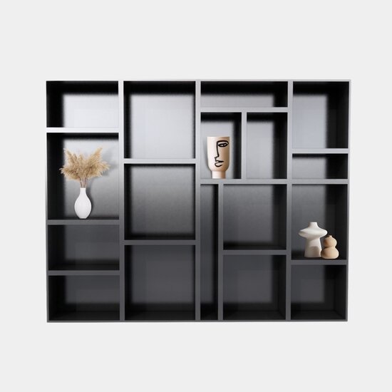 123schrank Sideboard Granada - 300x35x240H cm - offene Regale - schlankes Design - Hängeschrank - 5cm Bodenstärke