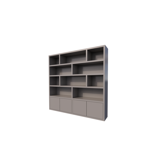 123schrank Kleiderschrank London 02 - 250x40x240H cm - schlankes Design - 4 grifflose Türen - push to open Türen - offene Einlegeböden