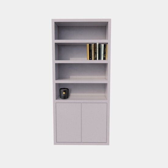 123schrank Bücherregal / Regalschrank Stellenbosch - 100x40x220H cm - schlankes Design -2 grifflose Türen - offene Regale