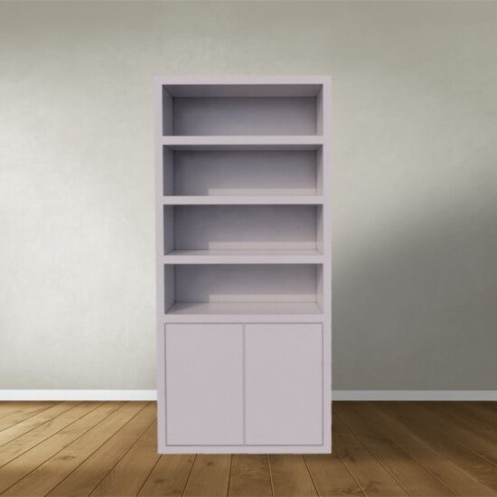 123schrank Bücherregal / Regalschrank Stellenbosch - 100x40x220H cm - schlankes Design -2 grifflose Türen - offene Regale