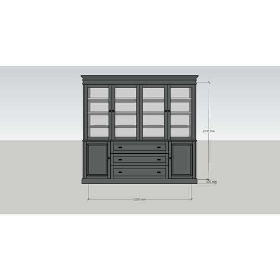 123schrank Buffetschrank Pour Moi - 220x50x220H cm - 6 Flügeltüren - 3 Soft-Close-Schubladen