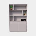 123schrank Sideboard San Remo - 150x40x230H cm - offene Einlegeböden - 2 grifflose Schubladen mit Soft-Close - 2 grifflose Push-to-Open-Türen - schlichtes Design