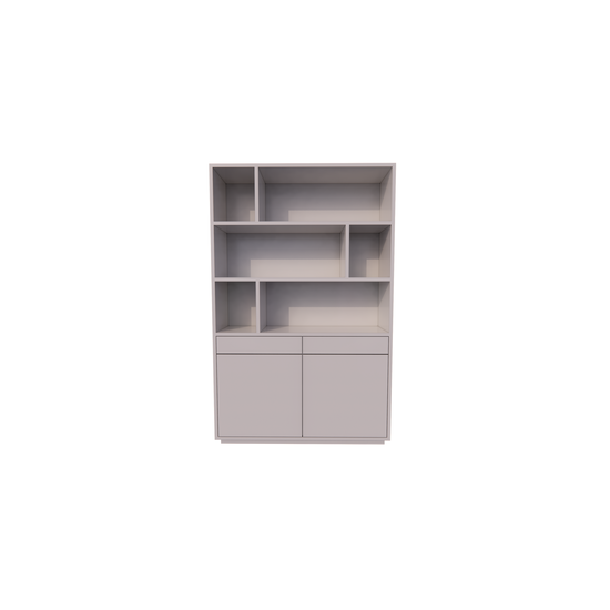 123schrank Sideboard San Remo - 150x40x230H cm - offene Einlegeböden - 2 grifflose Schubladen mit Soft-Close - 2 grifflose Push-to-Open-Türen - schlichtes Design