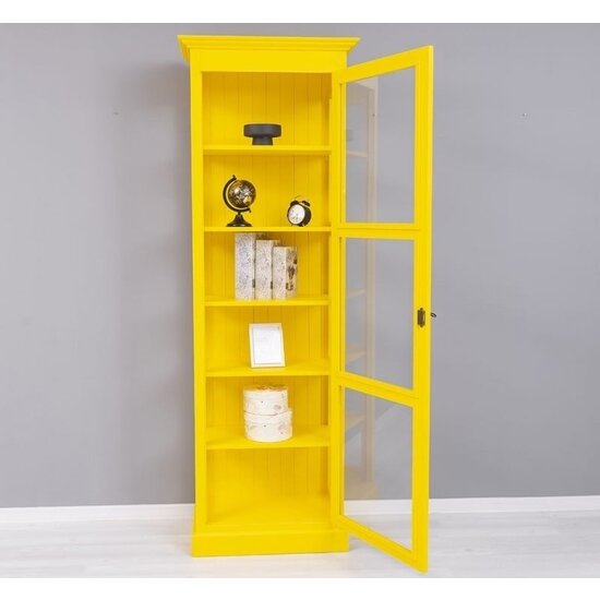 123schrank Vitrine Toulon - 75x40x220H cm -Ganzglas - 1 Tür - 5 Einlegeböden