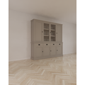 123schrank Buffetschrank Vancouver - 220x45x220H cm - 2 geschlossene Türen im Oberschrank - 2 Vitrinentüren - 4 Soft-Close-Schubladen - 4 geschlossene Türen im Unterschrank