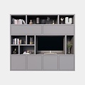 123schrank TV-Schrank Girona - 275x40x240H cm - offene Fächer im oberen Schrank und 2 Klapptüren - 4 grifflose Türen im unteren Schrank - Cinewall - TV-Fach