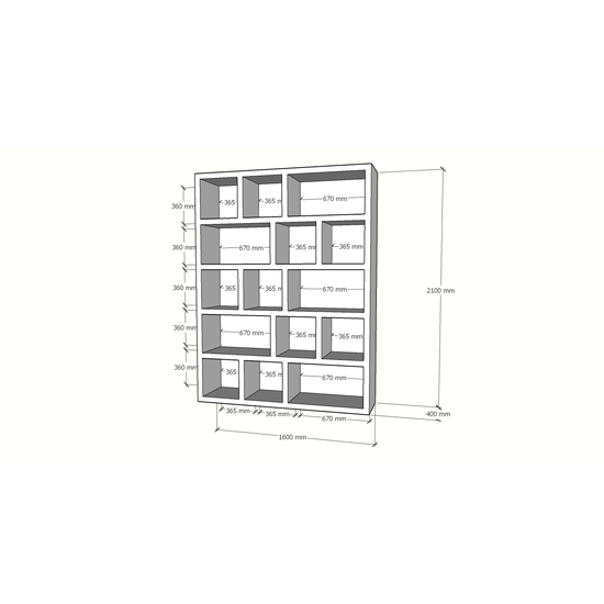 123schrank Regalelement Barbados - 160x40x210H cm - schlankes Design - 5 cm Regalstärke - offene Regale - Raumtrenner