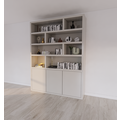 123schrank Manhattan 11 Regal - 180x40x240H cm - dichtes Design - offene Regale - 3 grifflose Push-to-Open-Türen - 5cm Fachbodenstärke
