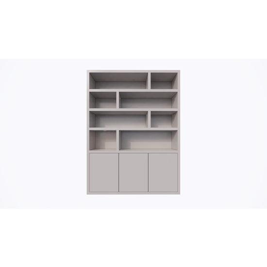 123schrank Manhattan 11 Regal - 180x40x240H cm - dichtes Design - offene Regale - 3 grifflose Push-to-Open-Türen - 5cm Fachbodenstärke