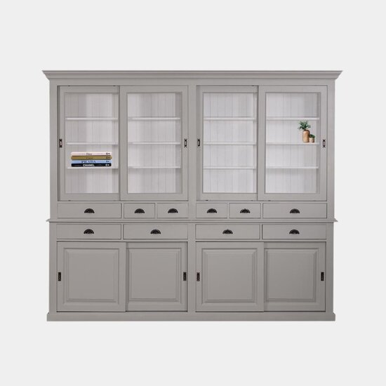 123schrank Buffetschrank Belgrad - 240x50x230H cm - 8 Schiebetüren - 10 Soft-Close-Schubladen