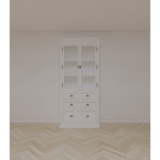 123schrank Buffetschrank Alaska - 100x48x225H cm - schwarze Griffe - 3 Soft-Close-Schubladen