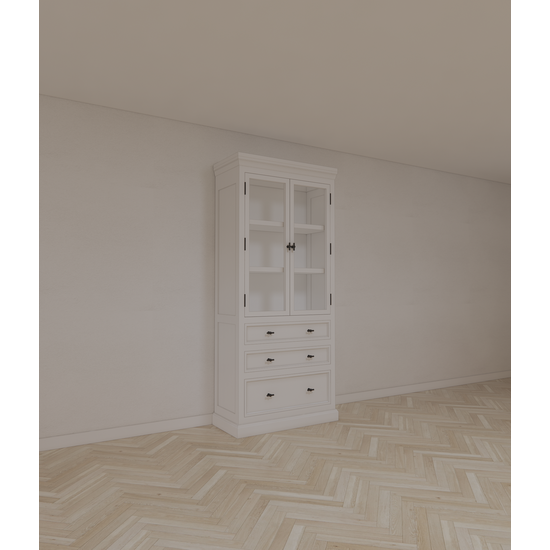 123schrank Buffetschrank Alaska - 100x48x225H cm - schwarze Griffe - 3 Soft-Close-Schubladen