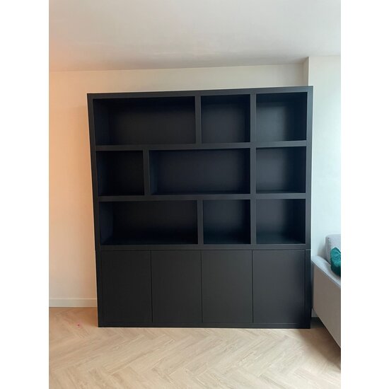 123schrank Regal Florida - 200x40x220H cm - schlankes Design - 4 grifflose Türen - 5cm Fachbodenstärke