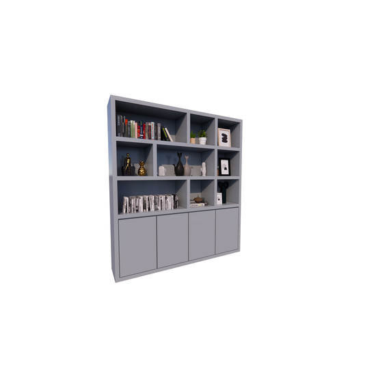 123schrank Regal Florida - 200x40x220H cm - schlankes Design - 4 grifflose Türen - 5cm Fachbodenstärke
