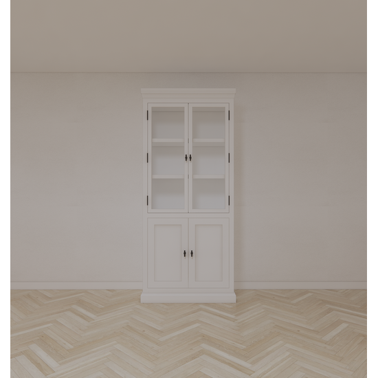 123schrank Buffetschrank Alaska 02 - 100x48x225H cm - schwarze Griffe - geschlossene Türen - 2 Glastüren