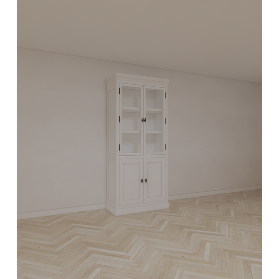 123schrank Buffetschrank Alaska 02 - 100x48x225H cm - schwarze Griffe - geschlossene Türen - 2 Glastüren