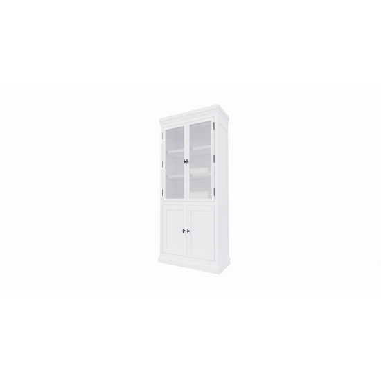 123schrank Buffetschrank Alaska 02 - 100x48x225H cm - schwarze Griffe - geschlossene Türen - 2 Glastüren