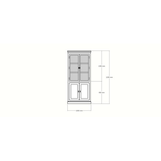 123schrank Buffetschrank Alaska 02 - 100x48x225H cm - schwarze Griffe - geschlossene Türen - 2 Glastüren