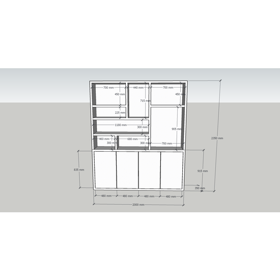 123schrank Kleiderschrank Formentera - 200x35x235H cm - Fachbodenstärke 4cm - 4 grifflose Push-to-open-Türen - schlichtes Design