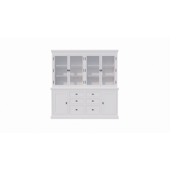 123schrank Buffetschrank Alaska 04 - 220x48x225H cm - schwarze Griffe - 2 geschlossene Türen - 6 Schubladen