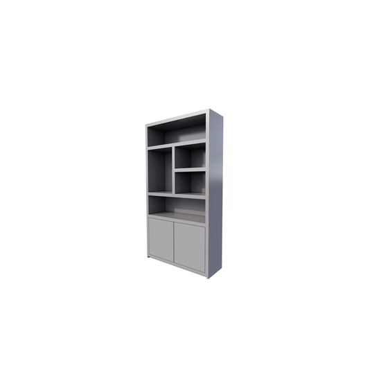 123schrank Sideboard San Diego - 120x40x220H cm - 2 push-to-open Türen - offene Fächer - grifflose Türen - 5cm Bodenstärke