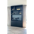 123schrank TV-Kleiderschrank Isla Bonita - 150x30x240H cm - Eiche - schlichtes Design - 2 grifflose Türen - TV-Fach - Cinewall - offene Einlegeböden - Eichenfurnier