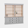 123schrank Bücherregal Tilburg - 225x50x230H cm - offene Fächer - verstellbare Einlegeböden - 2 geschlossene Türen - 6 Schubladen mit Soft-Close