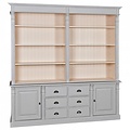 123schrank Bücherregal Tilburg - 225x50x230H cm - offene Fächer - verstellbare Einlegeböden - 2 geschlossene Türen - 6 Schubladen mit Soft-Close