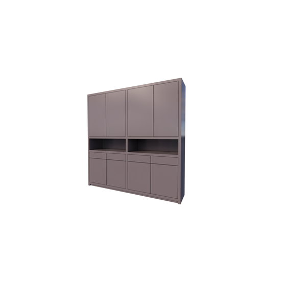 123schrank Regal Lanzarote - 240x50x240H cm - 8 Push-to-open-Türen - grifflose Türen - 4 Soft-Close-Schubladen - schlankes Design - offenes Fach in der Mitte