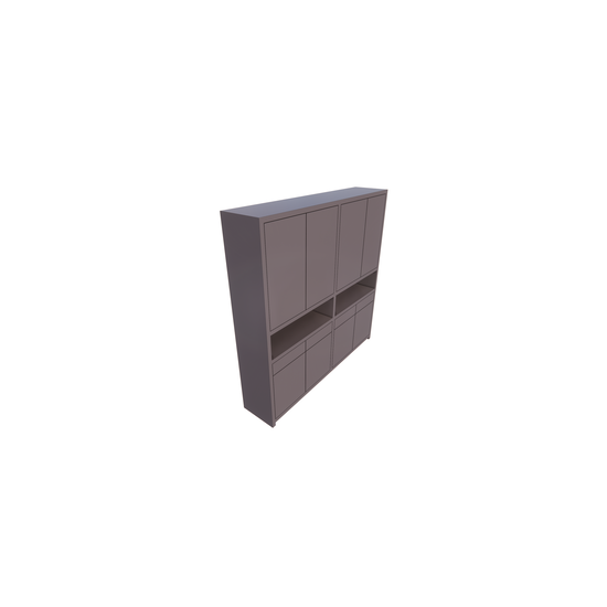 123schrank Regal Lanzarote - 240x50x240H cm - 8 Push-to-open-Türen - grifflose Türen - 4 Soft-Close-Schubladen - schlankes Design - offenes Fach in der Mitte