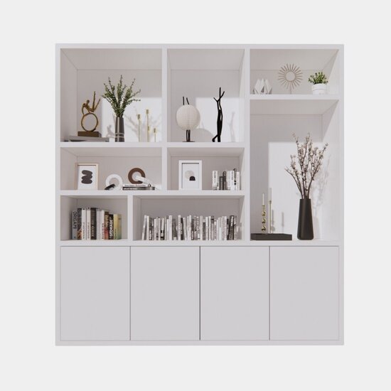 123schrank Terni Fächerschrank - 220x40x230H cm - 4 cm Fachbodenstärke - 4 push-to-open Türen - schlankes Design