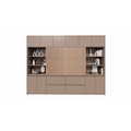 123schrank Kleiderschrank/TV-Schrank Winterberg 2 - 320x40x240H cm - TV-Fach - Cinewall - Schiebepaneele aus Eiche - offene Einlegeböden - 4 grifflose Schubladen - 6 Push-to-open-Türen - 4 grifflose Türen - schlichtes Design