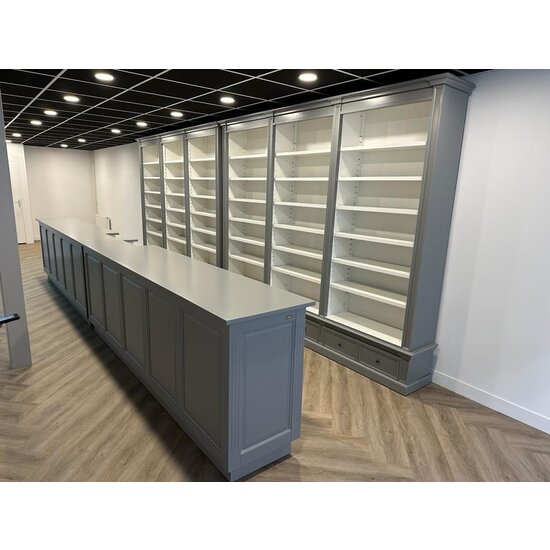 123schrank Bank Lamu - 300x60x100H cm - offene Fächer - schlichte Landhausoptik