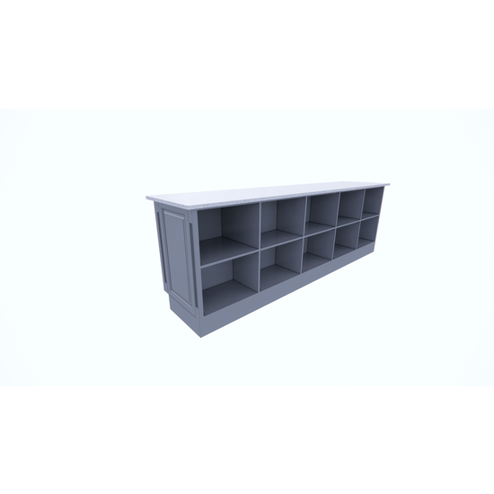 123schrank Bank Lamu - 300x60x100H cm - offene Fächer - schlichte Landhausoptik