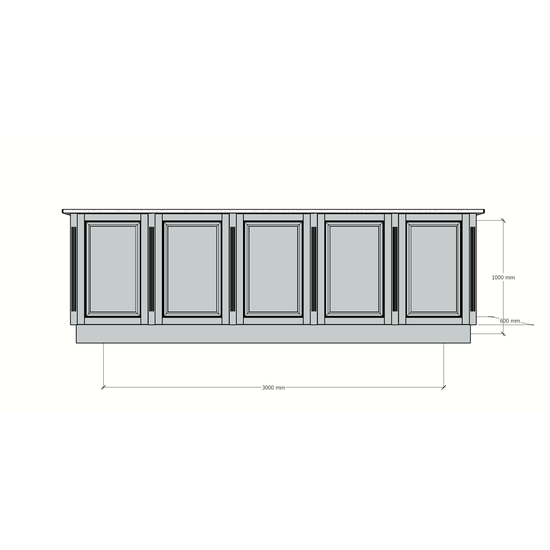 123schrank Bank Lamu - 300x60x100H cm - offene Fächer - schlichte Landhausoptik