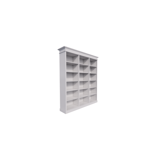 123schrank Bücherregal Queens Bibliothek - 200x40x240H cm - 15 verstellbare Einlegeböden - zerlegbar - schlichte Landhausoptik