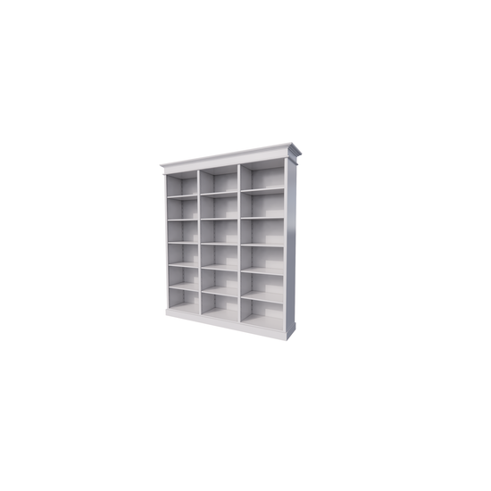 123schrank Bücherregal Queens Bibliothek - 200x40x240H cm - 15 verstellbare Einlegeböden - zerlegbar - schlichte Landhausoptik