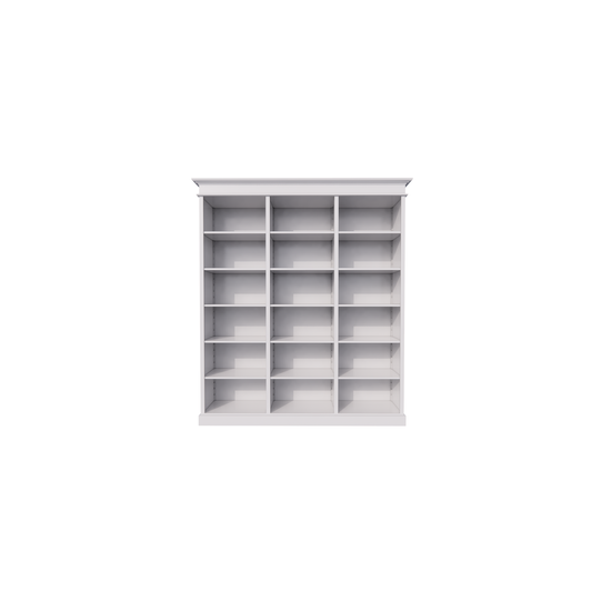 123schrank Bücherregal Queens Bibliothek - 200x40x240H cm - 15 verstellbare Einlegeböden - zerlegbar - schlichte Landhausoptik