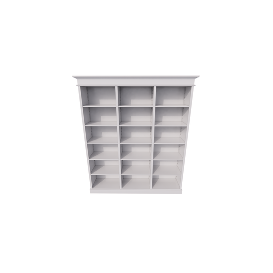 123schrank Bücherregal Queens Bibliothek - 200x40x240H cm - 15 verstellbare Einlegeböden - zerlegbar - schlichte Landhausoptik