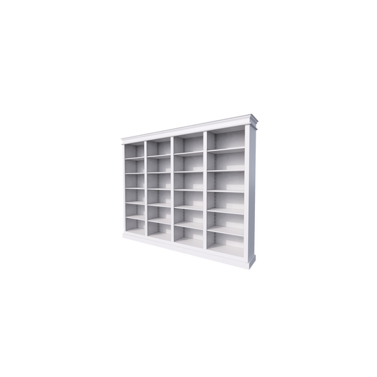 123schrank Bücherregal Queens Bibliothek - 300x40x240H cm - 20 verstellbare Einlegeböden - zerlegbar - schlichte Landhausoptik