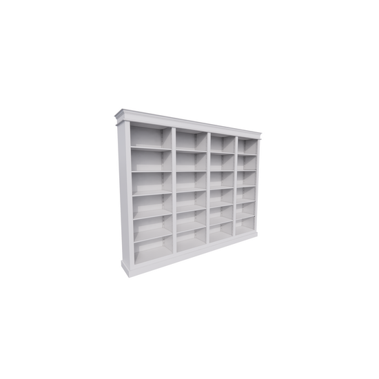 123schrank Bücherregal Queens Bibliothek - 300x40x240H cm - 20 verstellbare Einlegeböden - zerlegbar - schlichte Landhausoptik